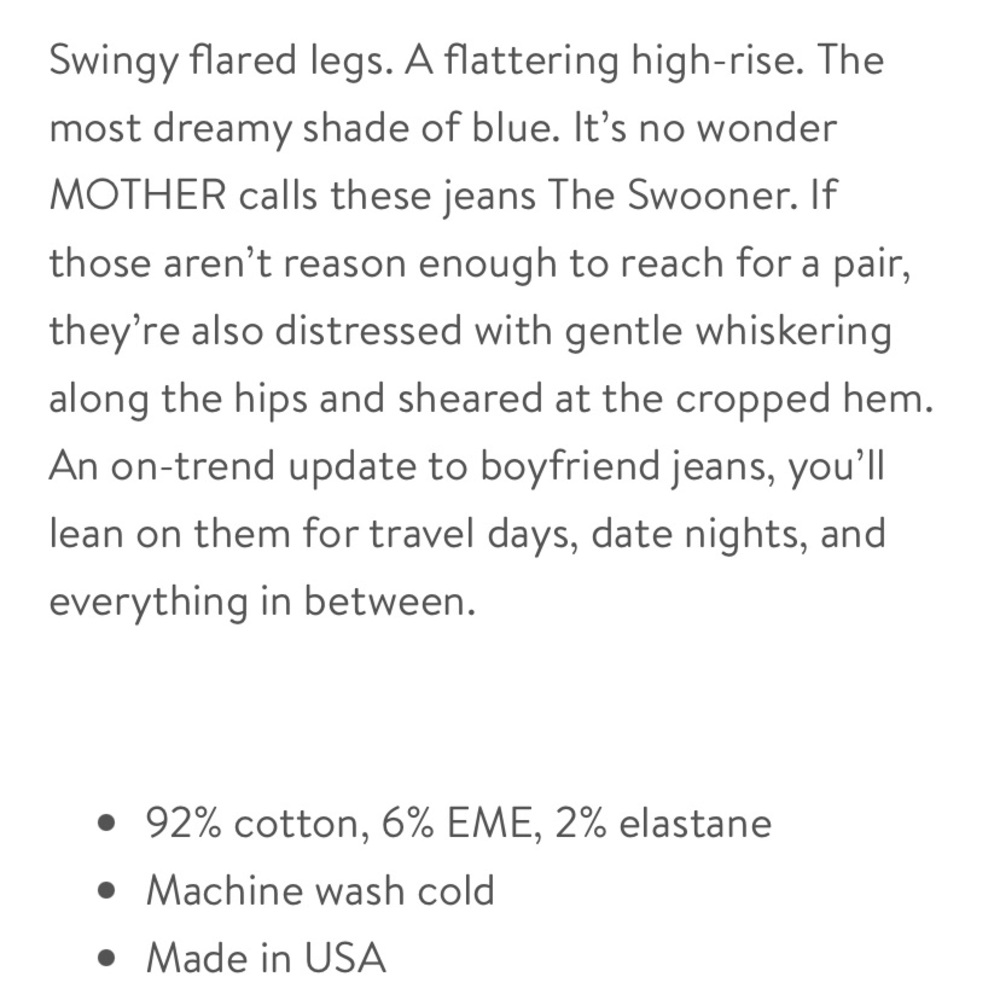 NWOT MOTHER The Swooner roller fray jeans - Picture 5 of 14